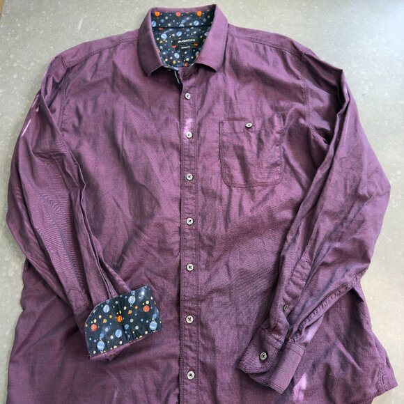 Bugatchi Plum Solid Brushed Twill Classic Fit - Picture 2 of 12